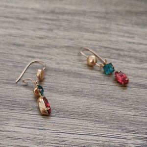 Elegant Gold and Red Dangle Earrings